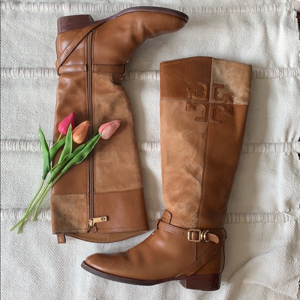 Tory Burch Lizzie Leather-Suede Riding boots